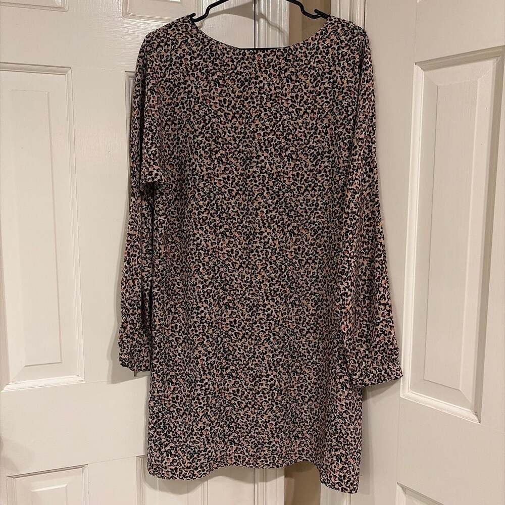 Ann Taylor LOFT Women's Leopard Cheetah Print Long Sleeve Shift Dress